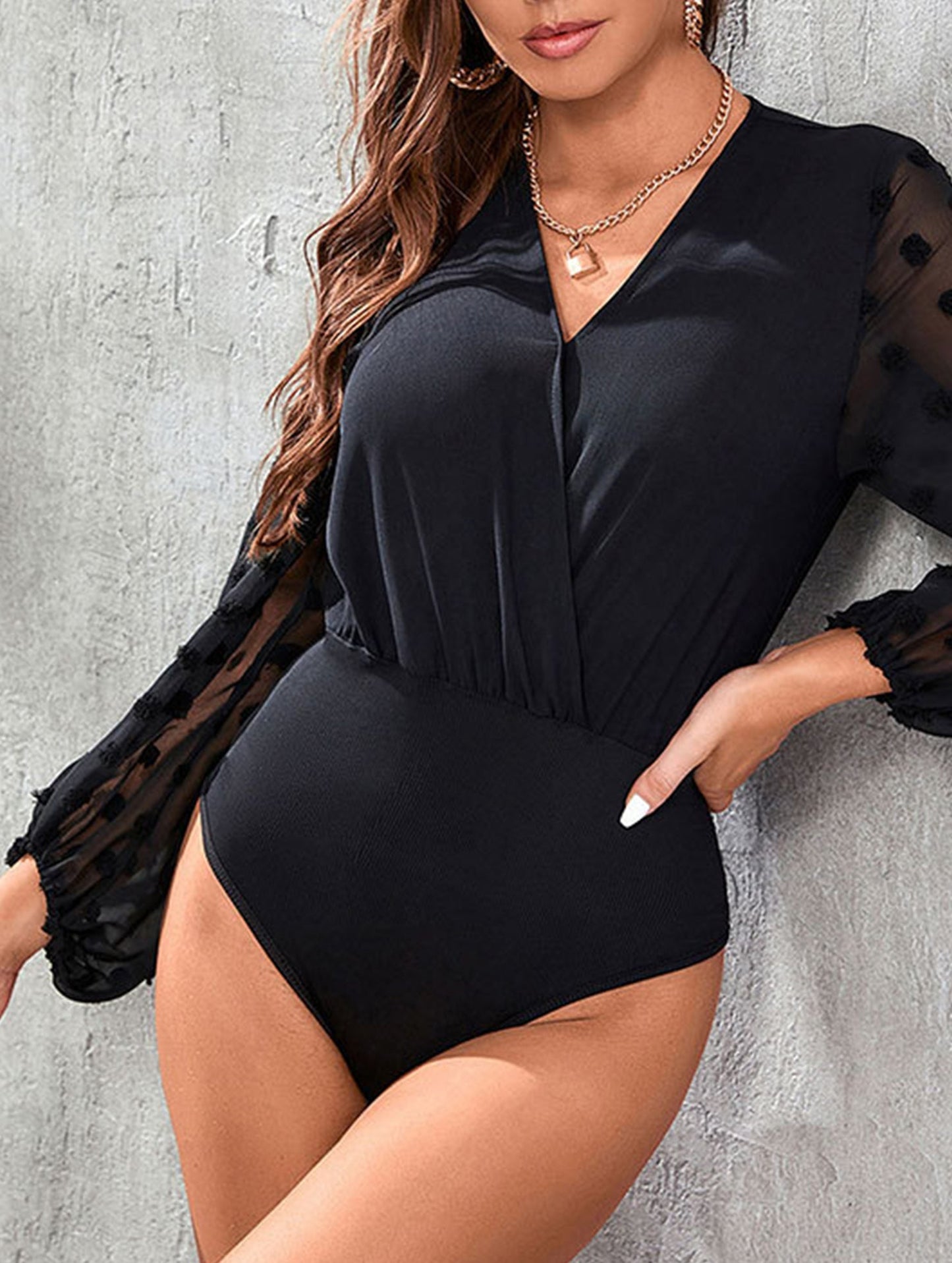 Mesh patchwork sheer jumpsuit