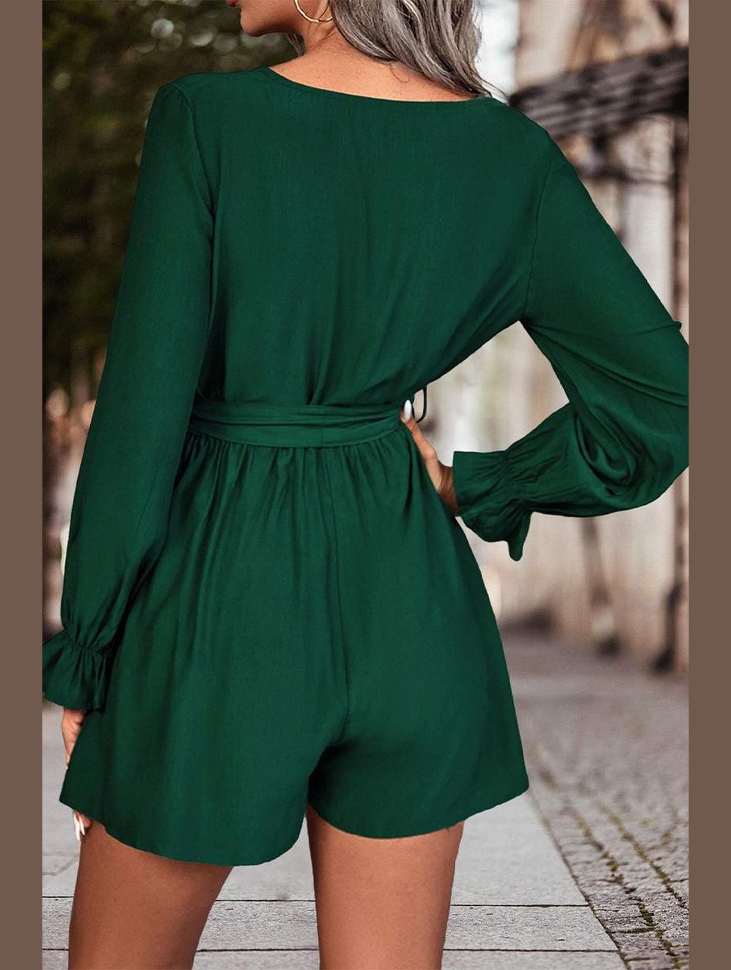 WAIST TIED SEXY DEEP V NECK DRESS - Doublju