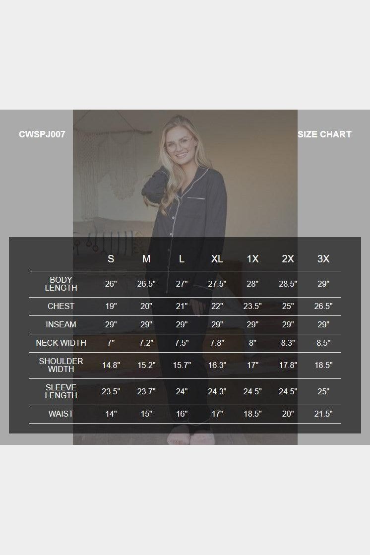 LONG SLEEVE COLLAR DETAILED PAJAMA SET - Doublju