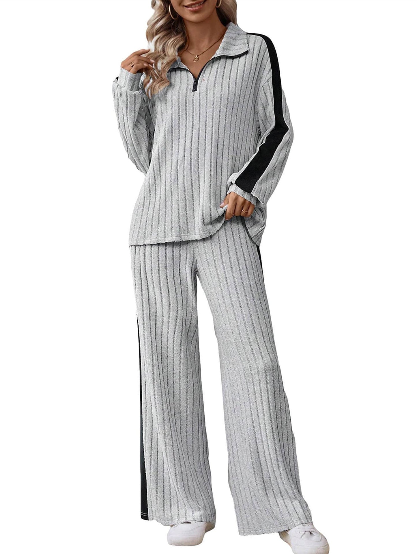 Oversized sweatshirt and wide-leg pants suit