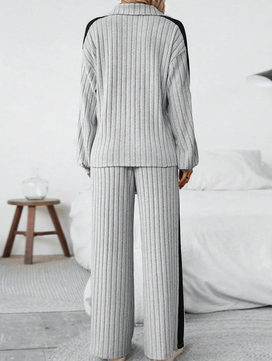 Oversized sweatshirt and wide-leg pants suit