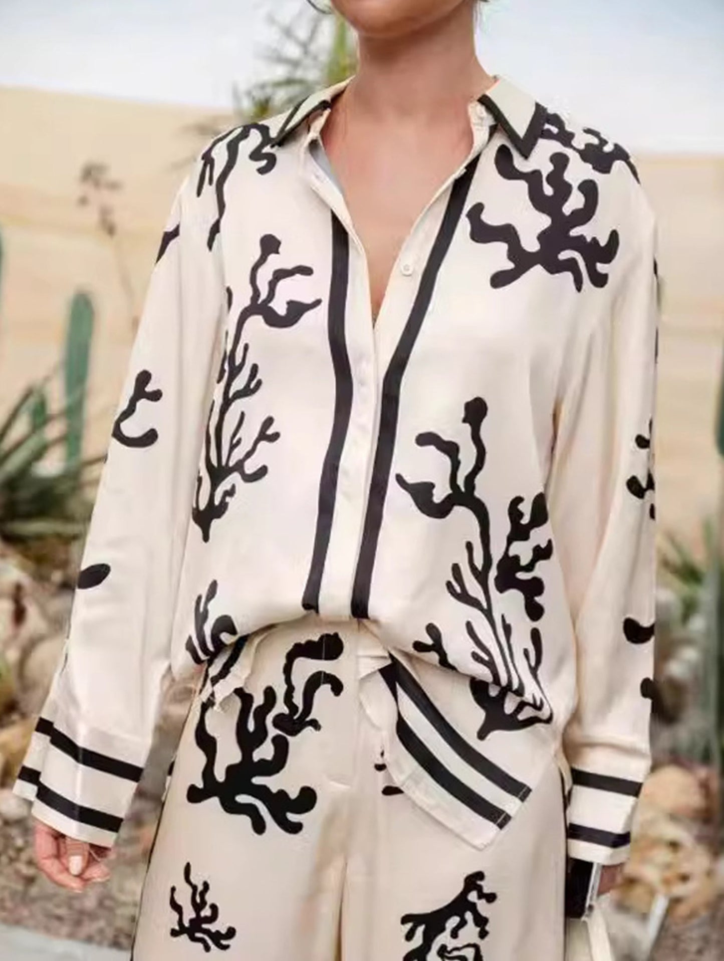 Long-sleeved color-block loose suit