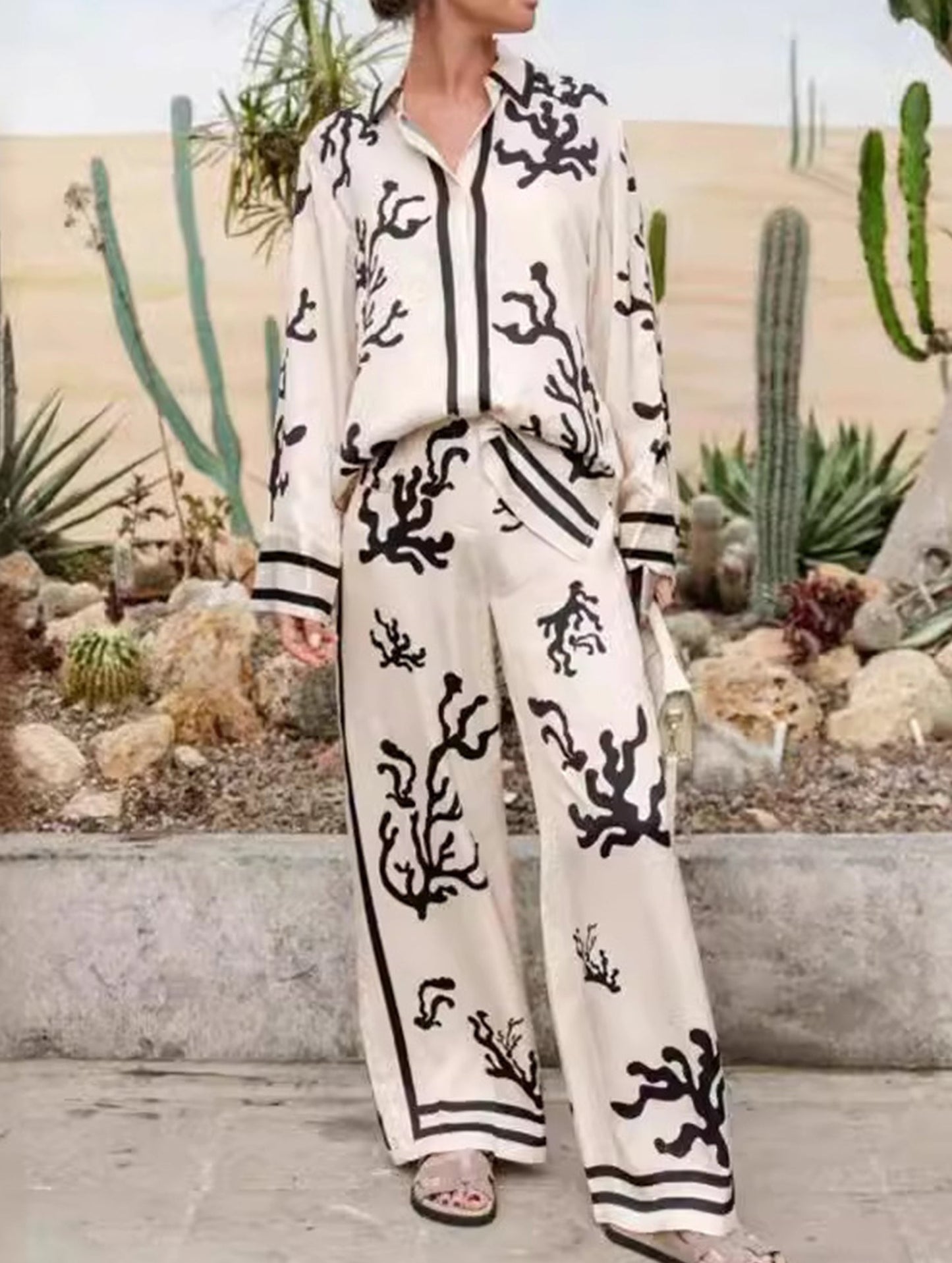 Long-sleeved color-block loose suit