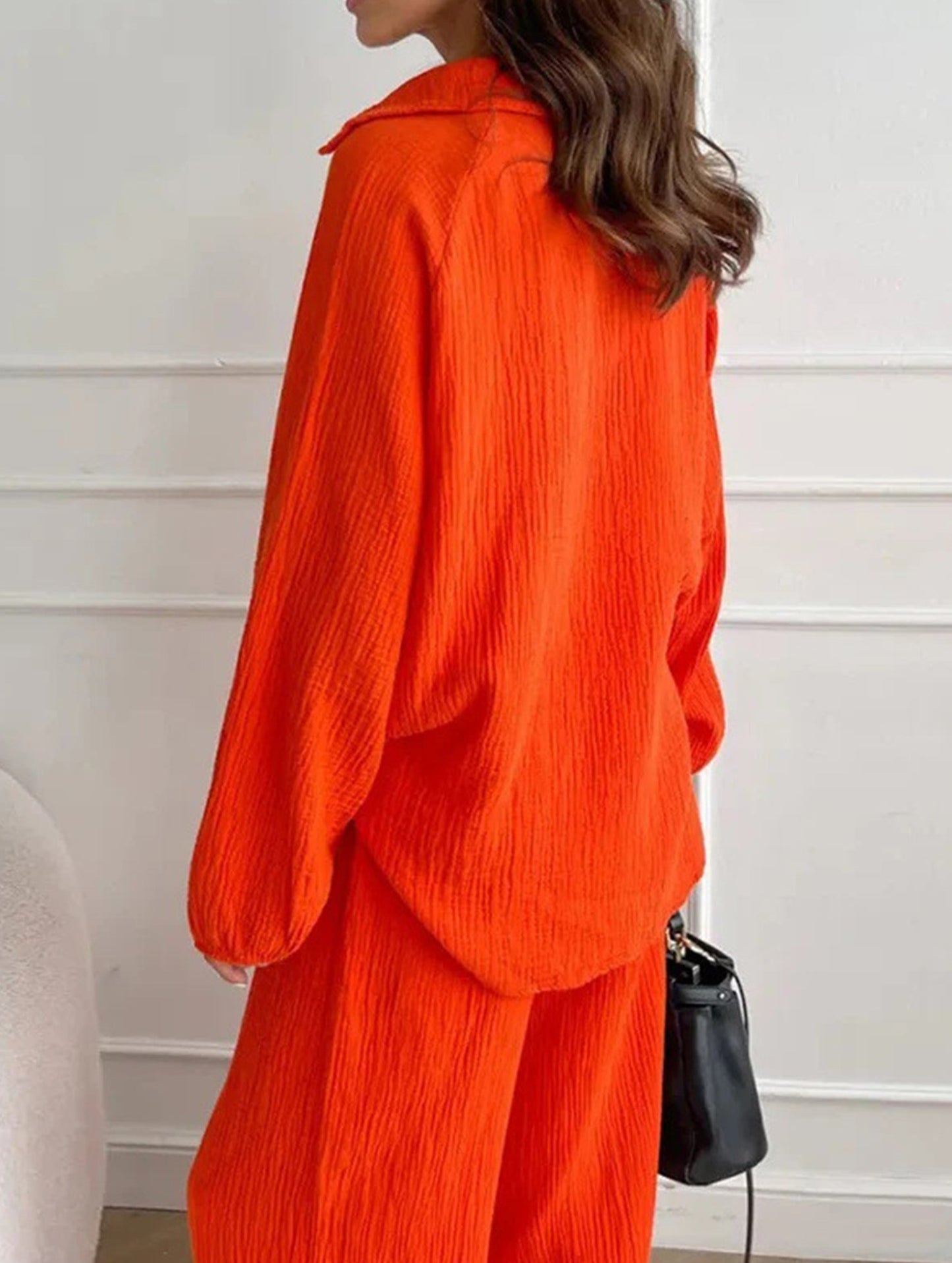 Long-sleeved top drawstring trousers set