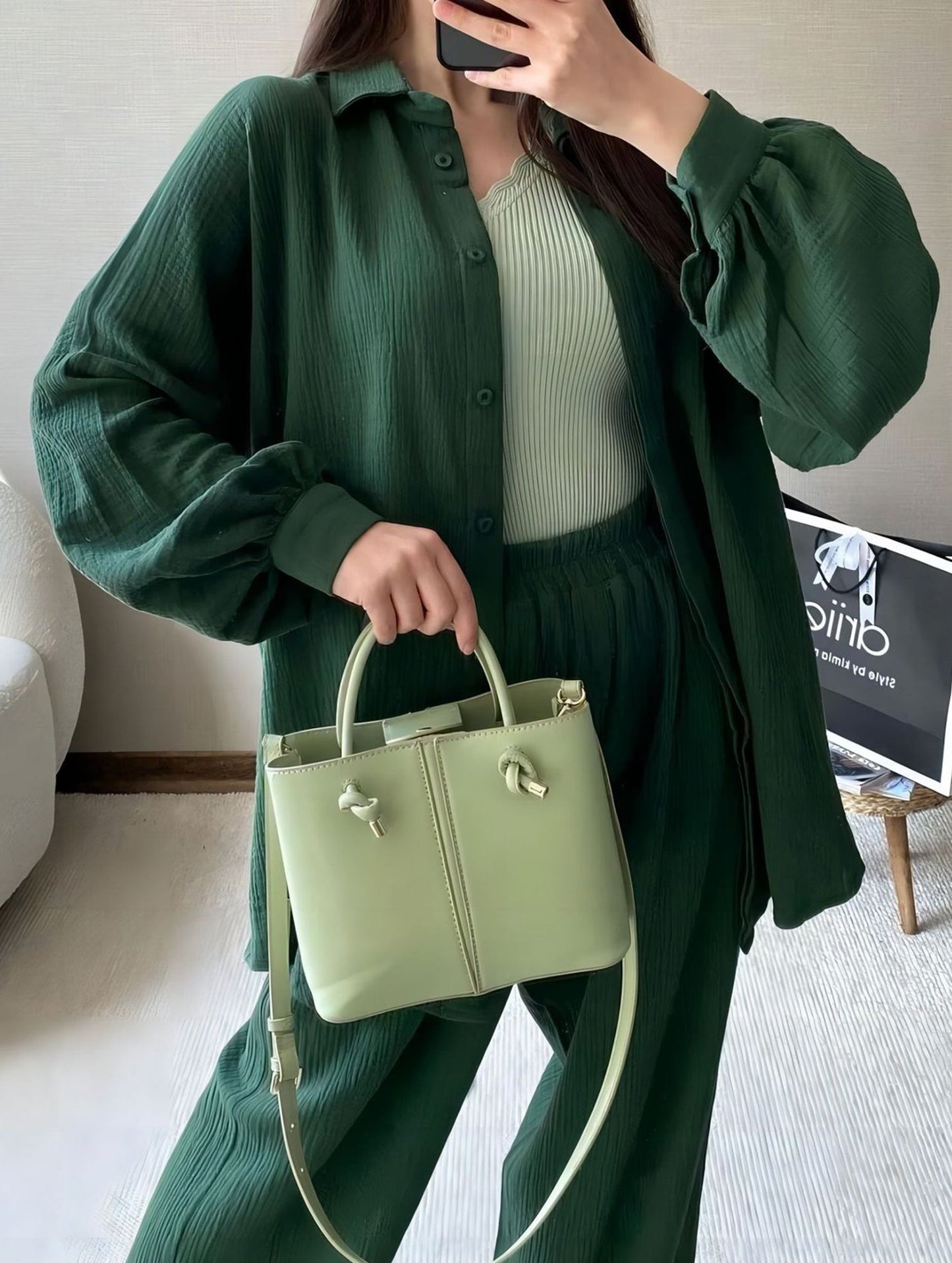 Long-sleeved lapel shirt and trousers suit