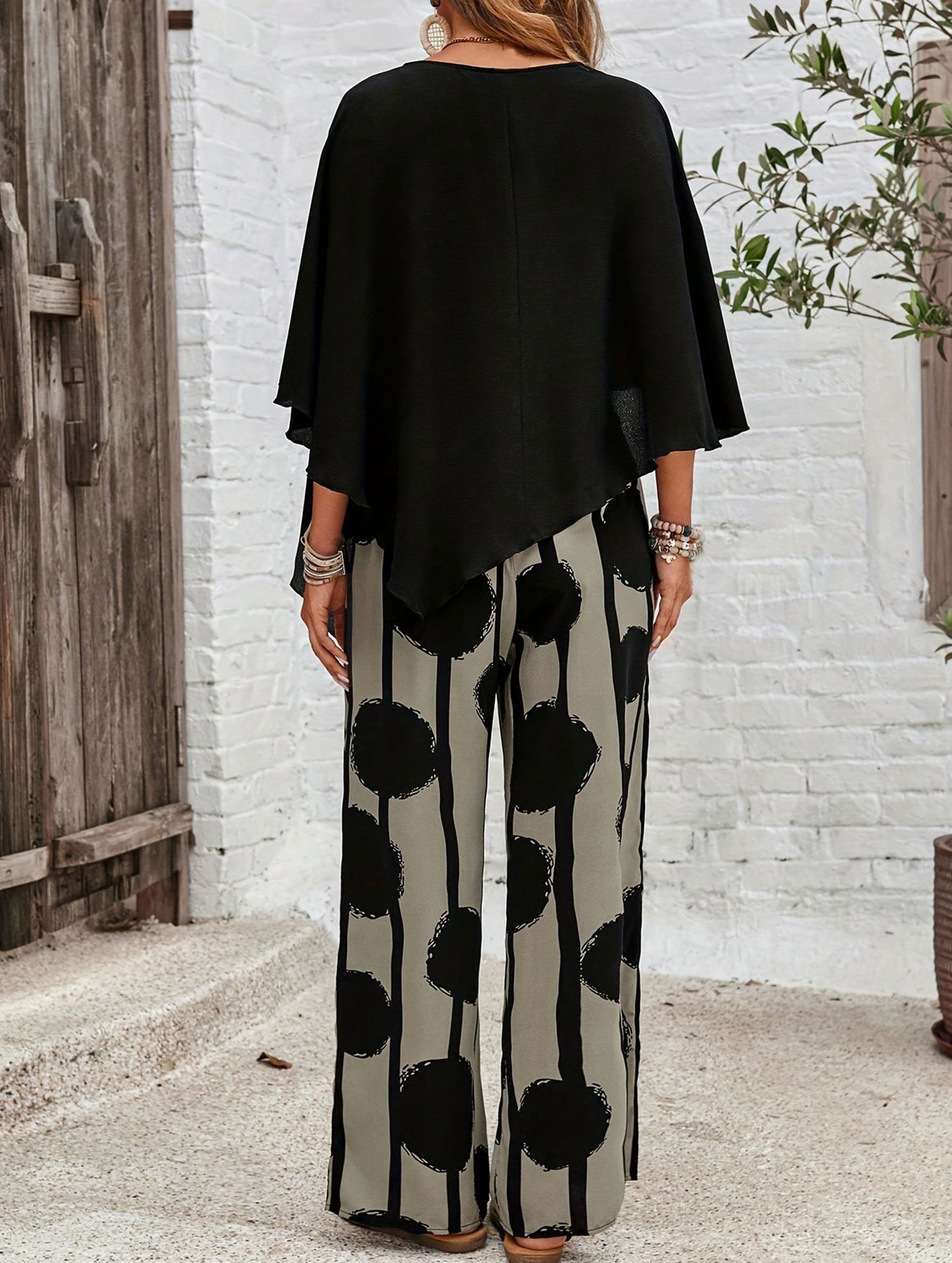 casual printed trouser suit