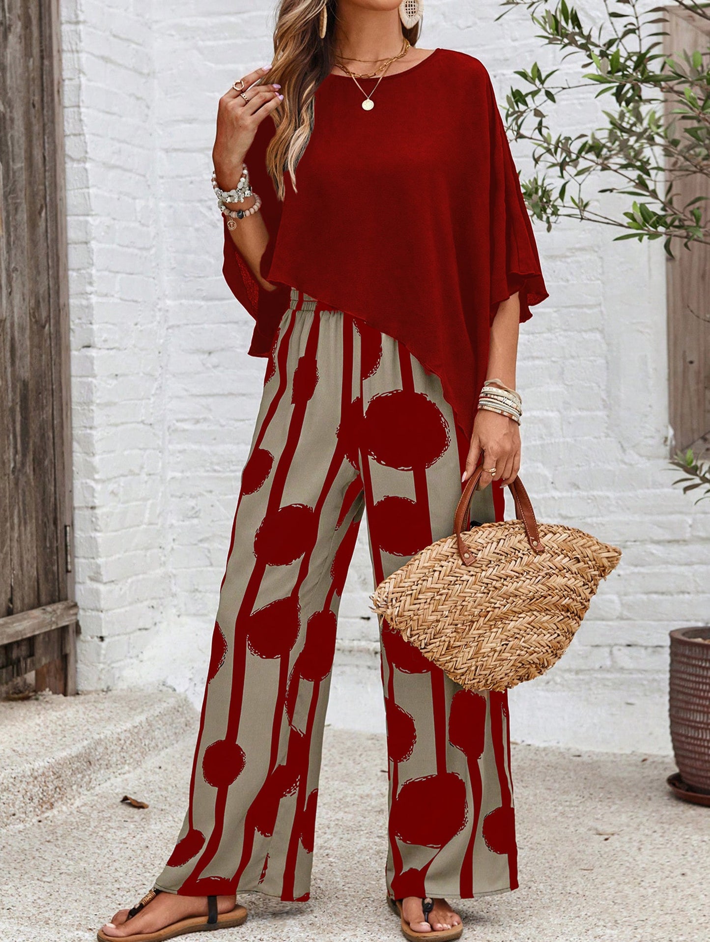 casual printed trouser suit