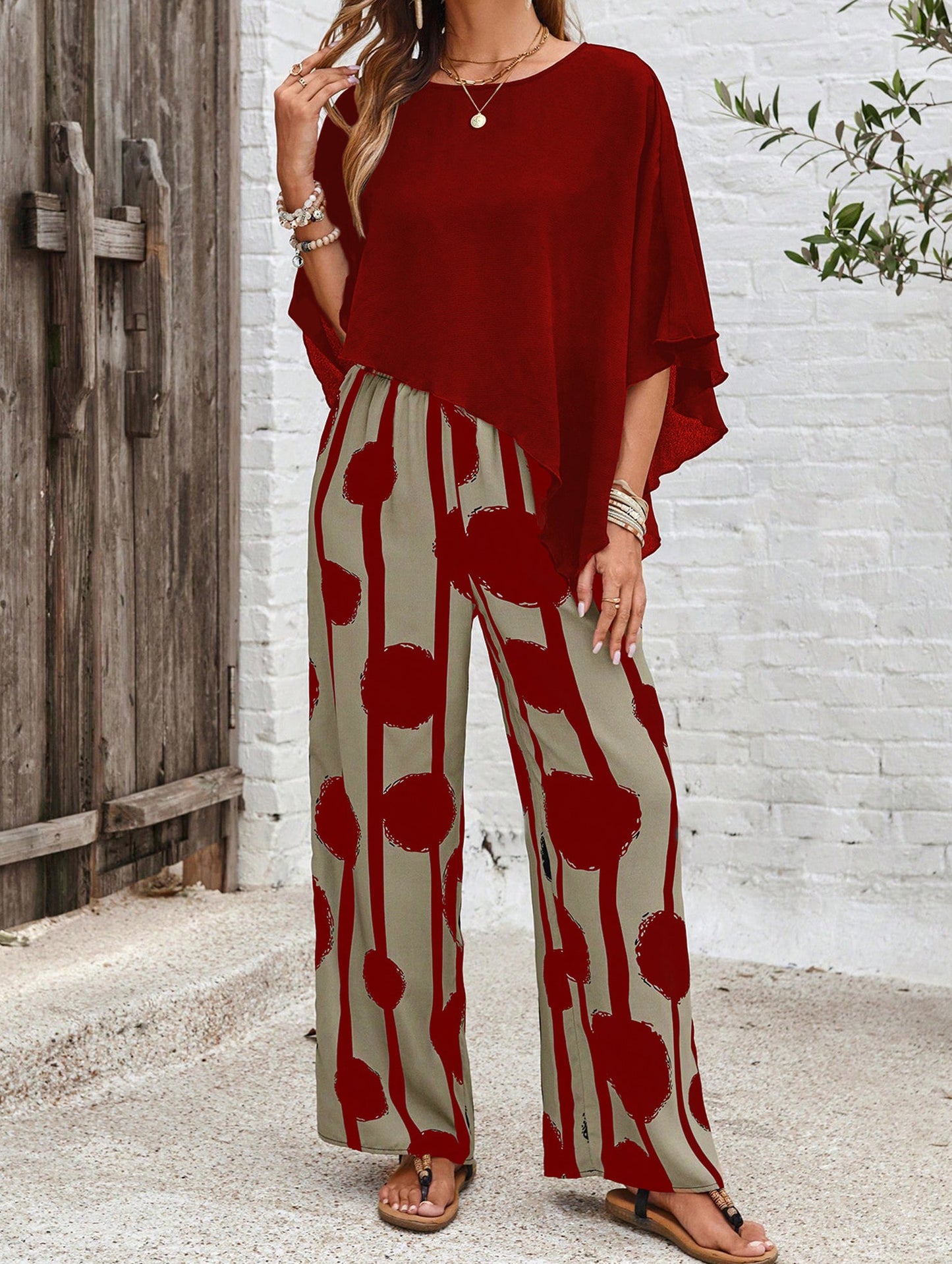 casual printed trouser suit