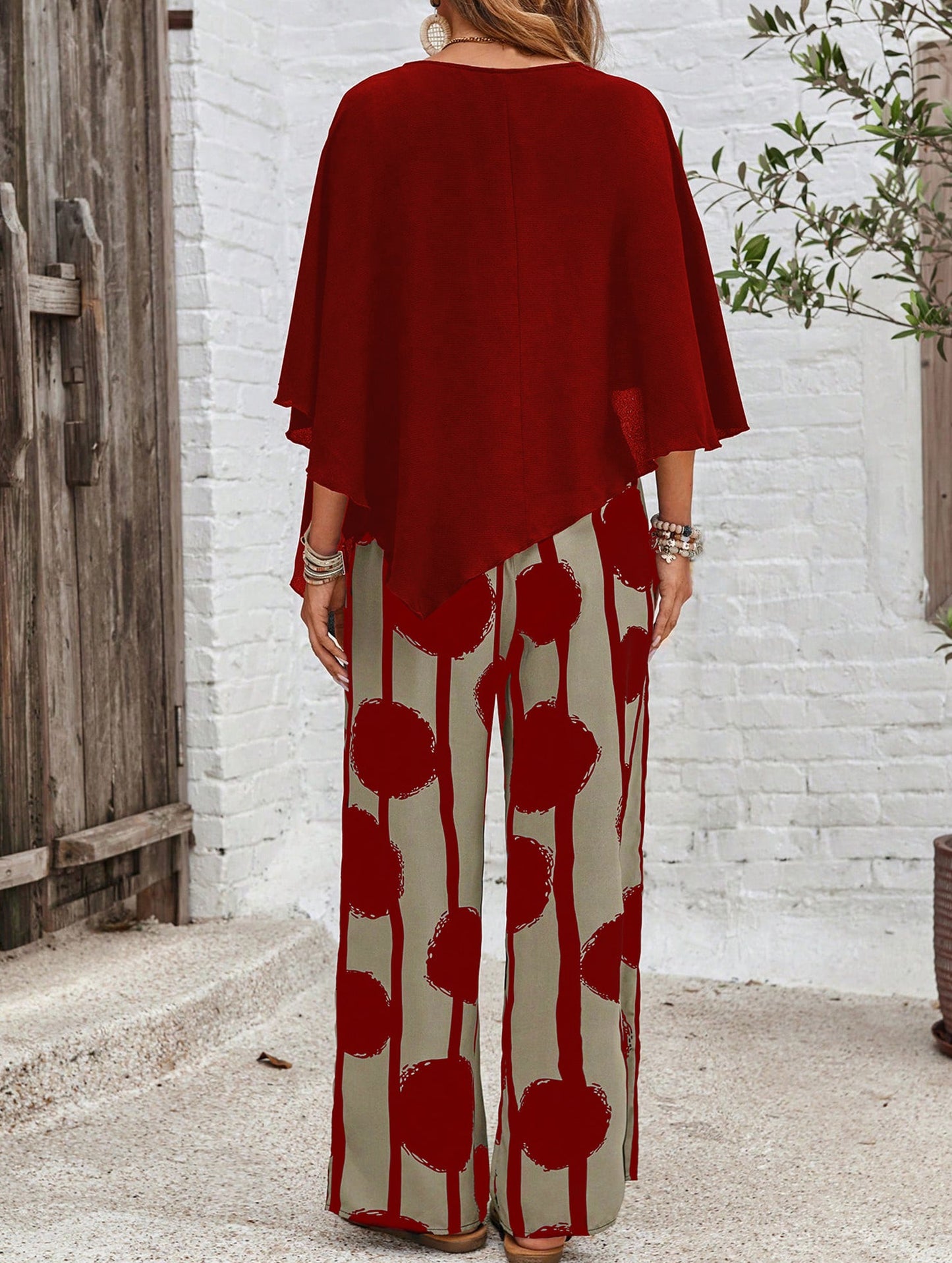 casual printed trouser suit