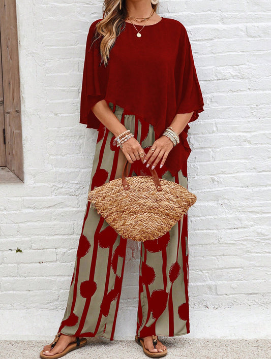 casual printed trouser suit