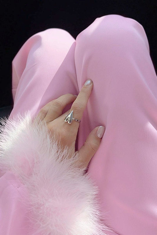 WOMEN CUTE FURRY CUFF WRAP BLOUSE AND PANTS SET