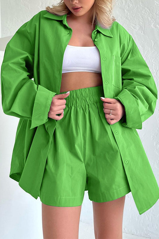 WOMEN COZY LOUNGEWEAR OVERSIZED TOP AND SHORT SET