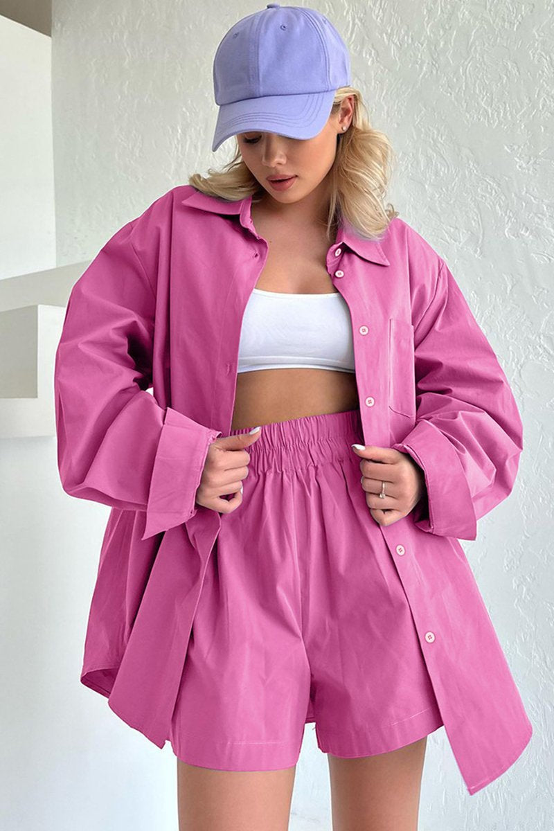 WOMEN COZY LOUNGEWEAR OVERSIZED TOP AND SHORT SET