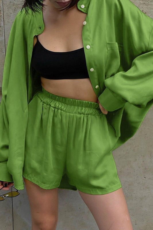 WOMEN OVERSIZED LOOSE FIT SHIRTS AND SHORTS SET
