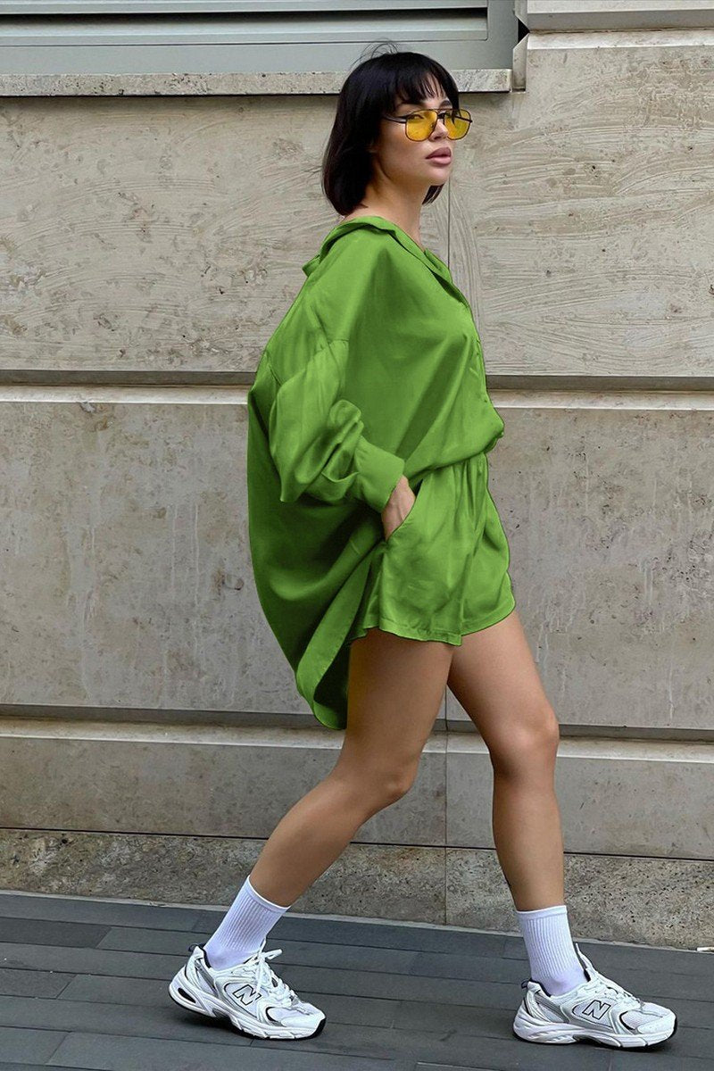 WOMEN OVERSIZED LOOSE FIT SHIRTS AND SHORTS SET