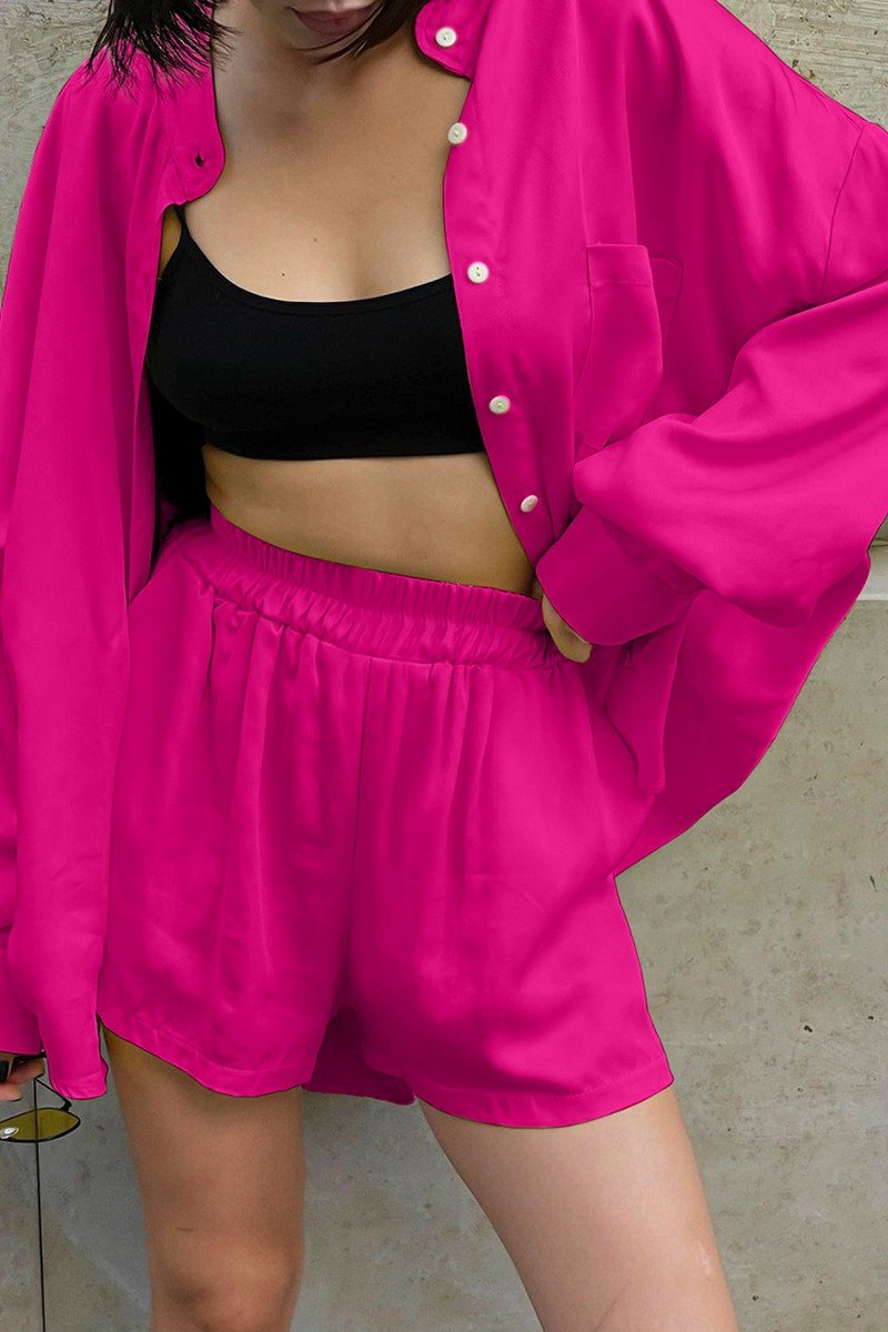 WOMEN OVERSIZED LOOSE FIT SHIRTS AND SHORTS SET