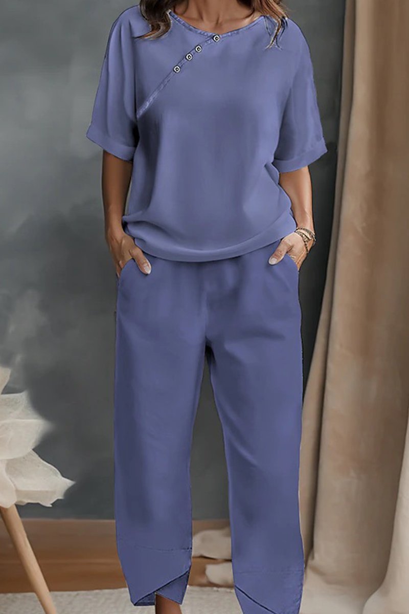 WOMEN COZY SHORT SLEEVE TOP AND PANTS HOMEWEAR