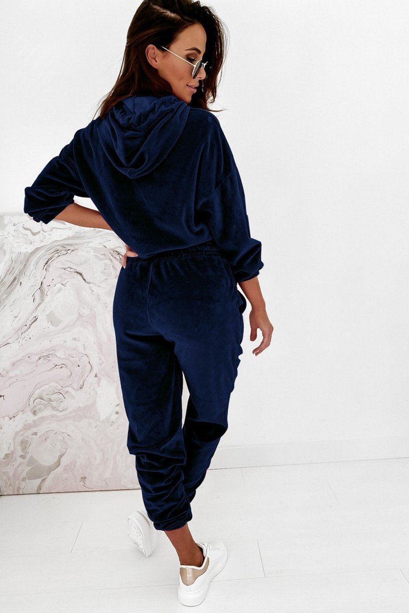 WOMEN COZY HOODED TOP AND DRAWSTRING PANTS SET
