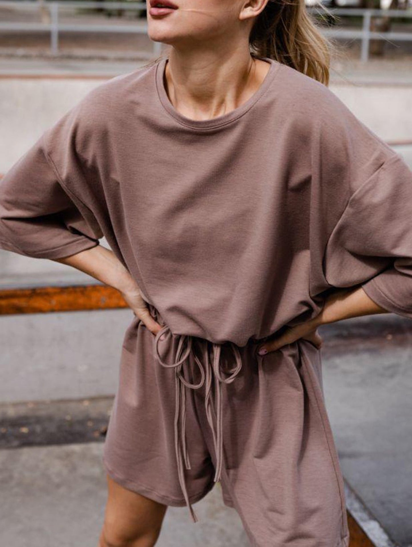 Casual Comfort Drawstring Set ??Soft Stretch 2-Piece Outfit