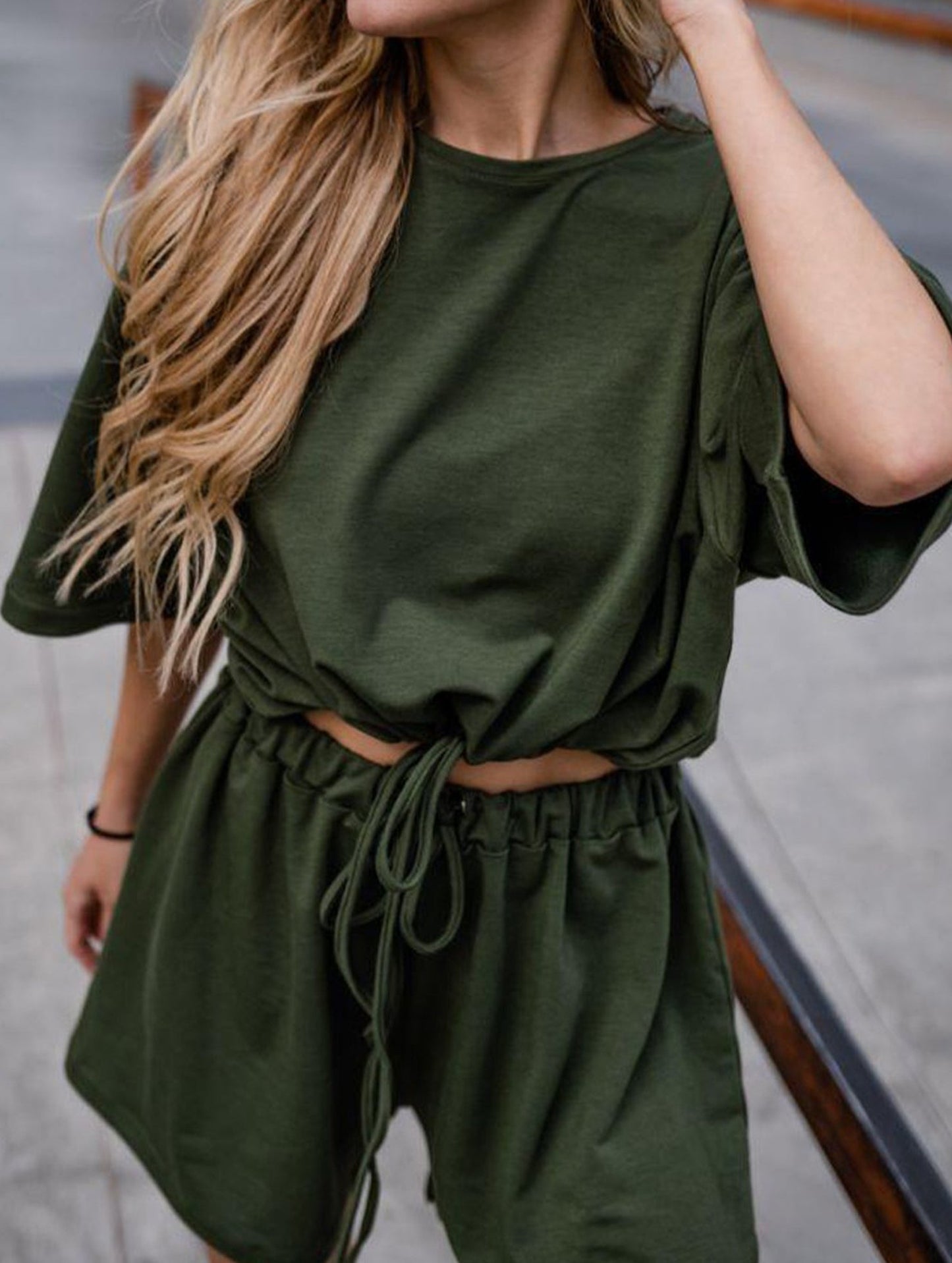 Casual Comfort Drawstring Set ??Soft Stretch 2-Piece Outfit