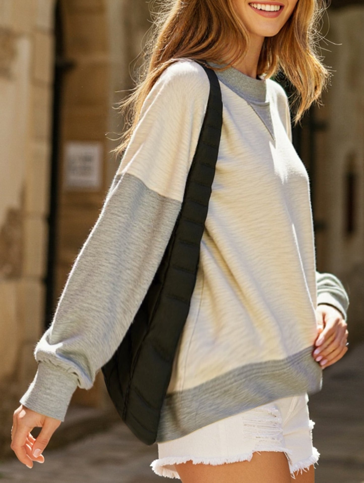 Personalized color-blocked round-neck hoodie