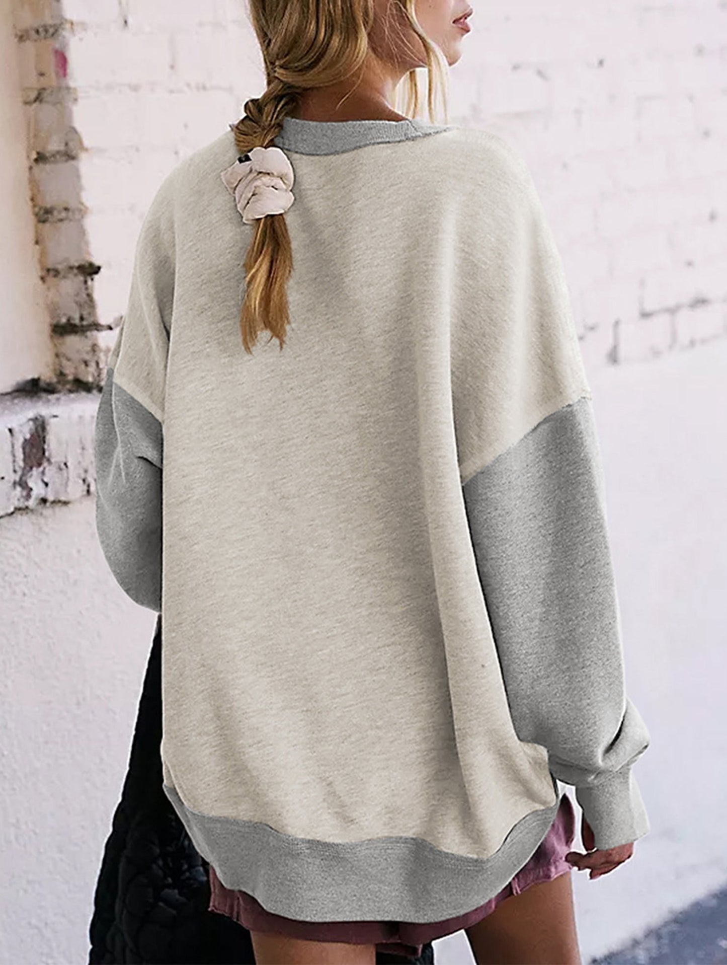 Personalized color-blocked round-neck hoodie