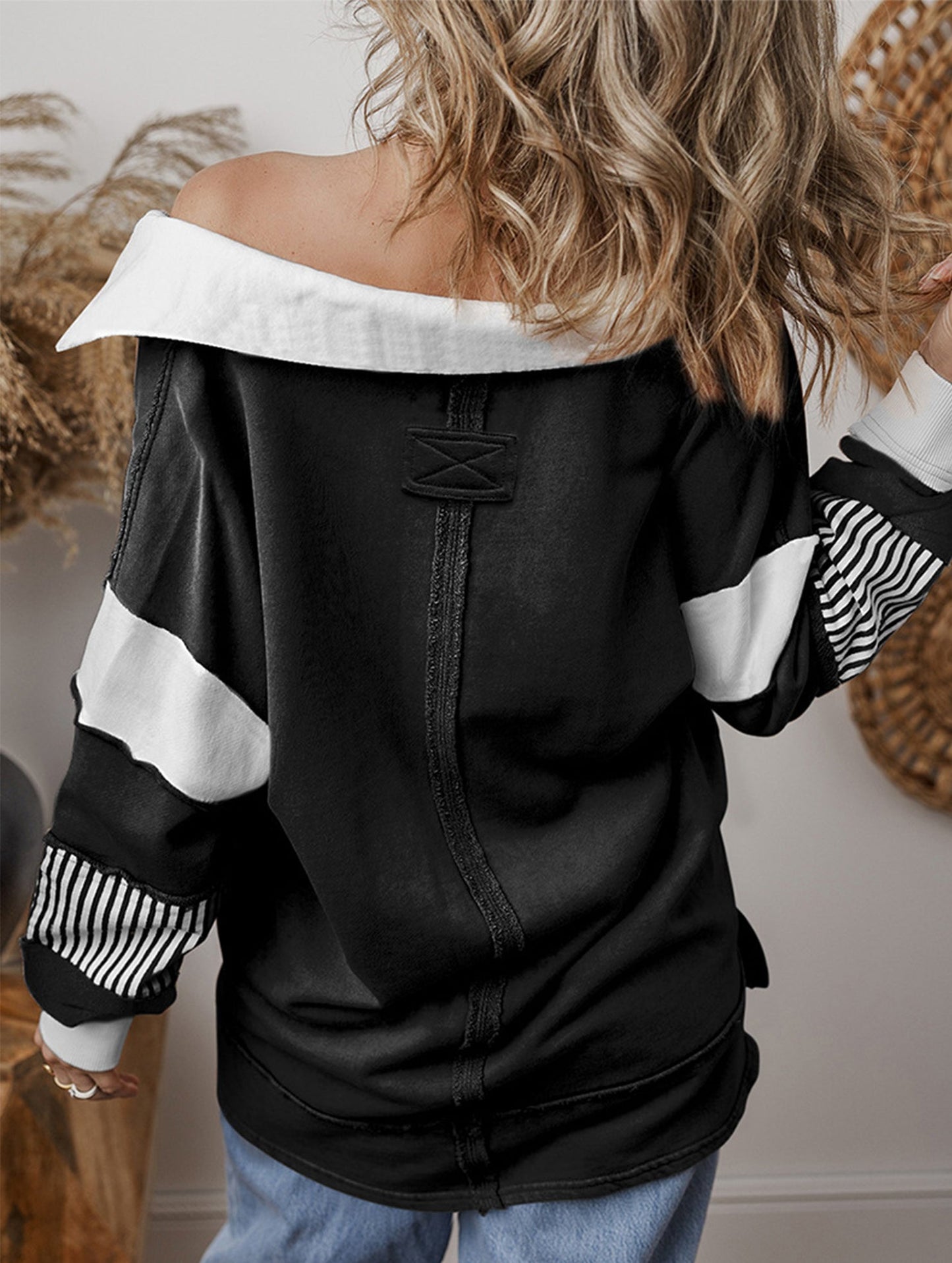 V-neck pullover sweatshirt