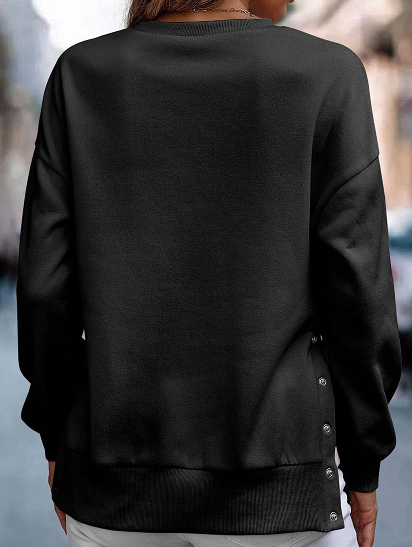 Split loose sleeve sweatshirt to cover fat