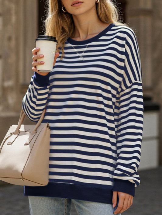 Striped Print Loose Sweatshirt