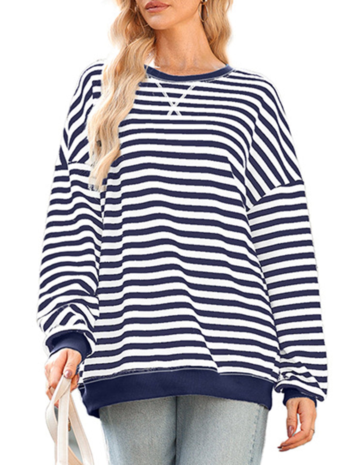 Striped Print Loose Sweatshirt