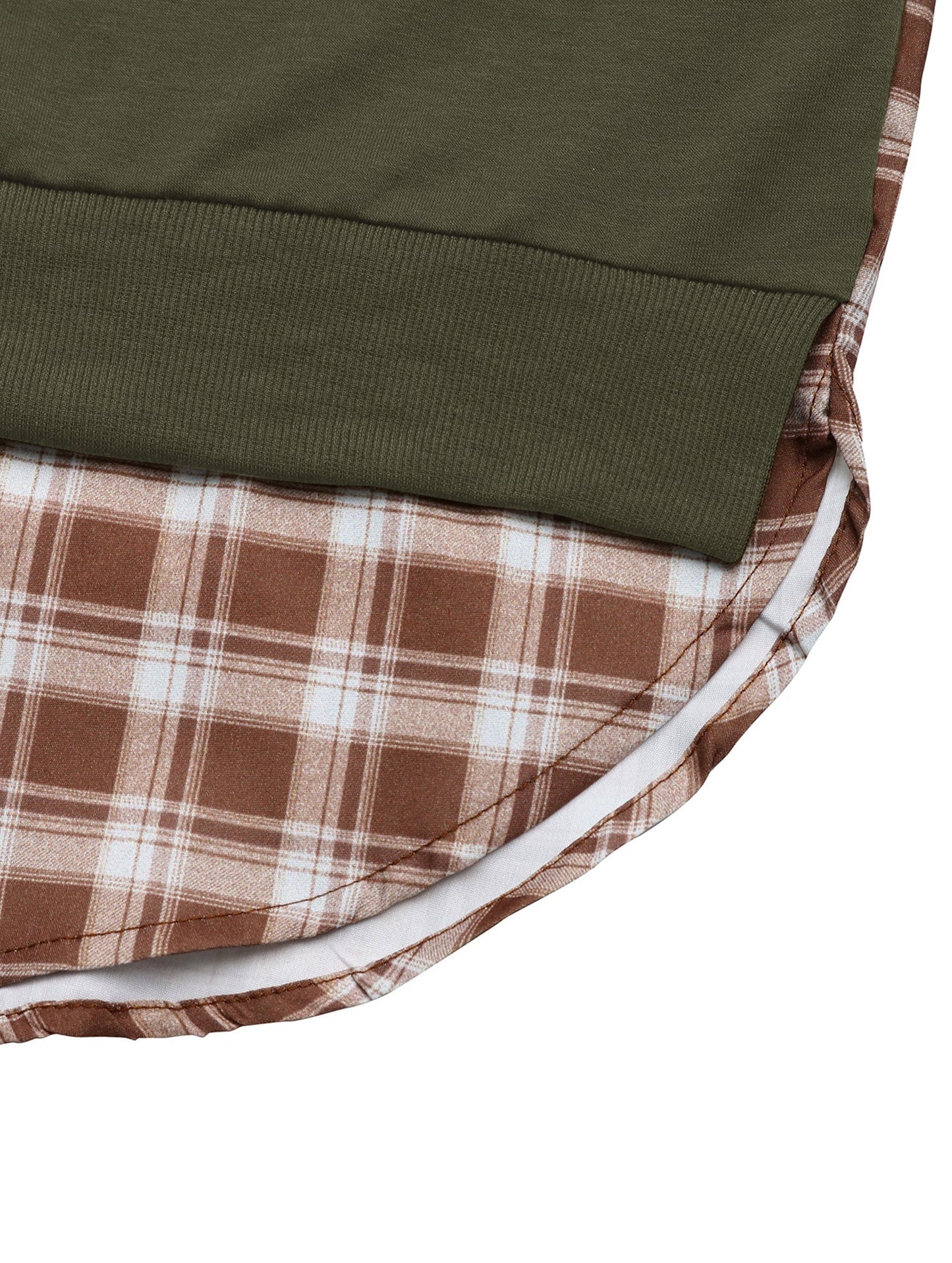 Plaid Patchwork Crew Neck Pullover Sweatshirt