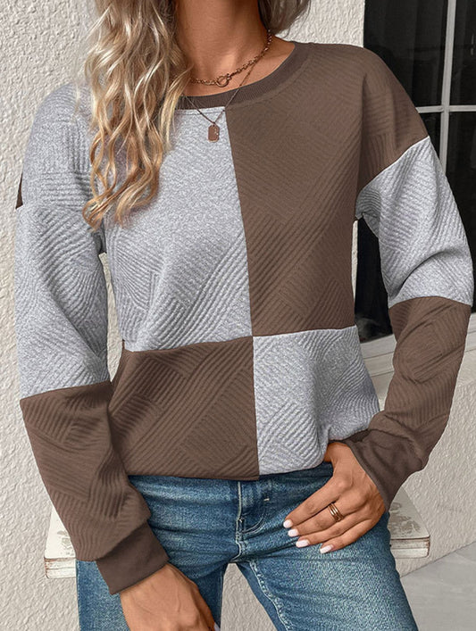 Women's round neck textured hoodie