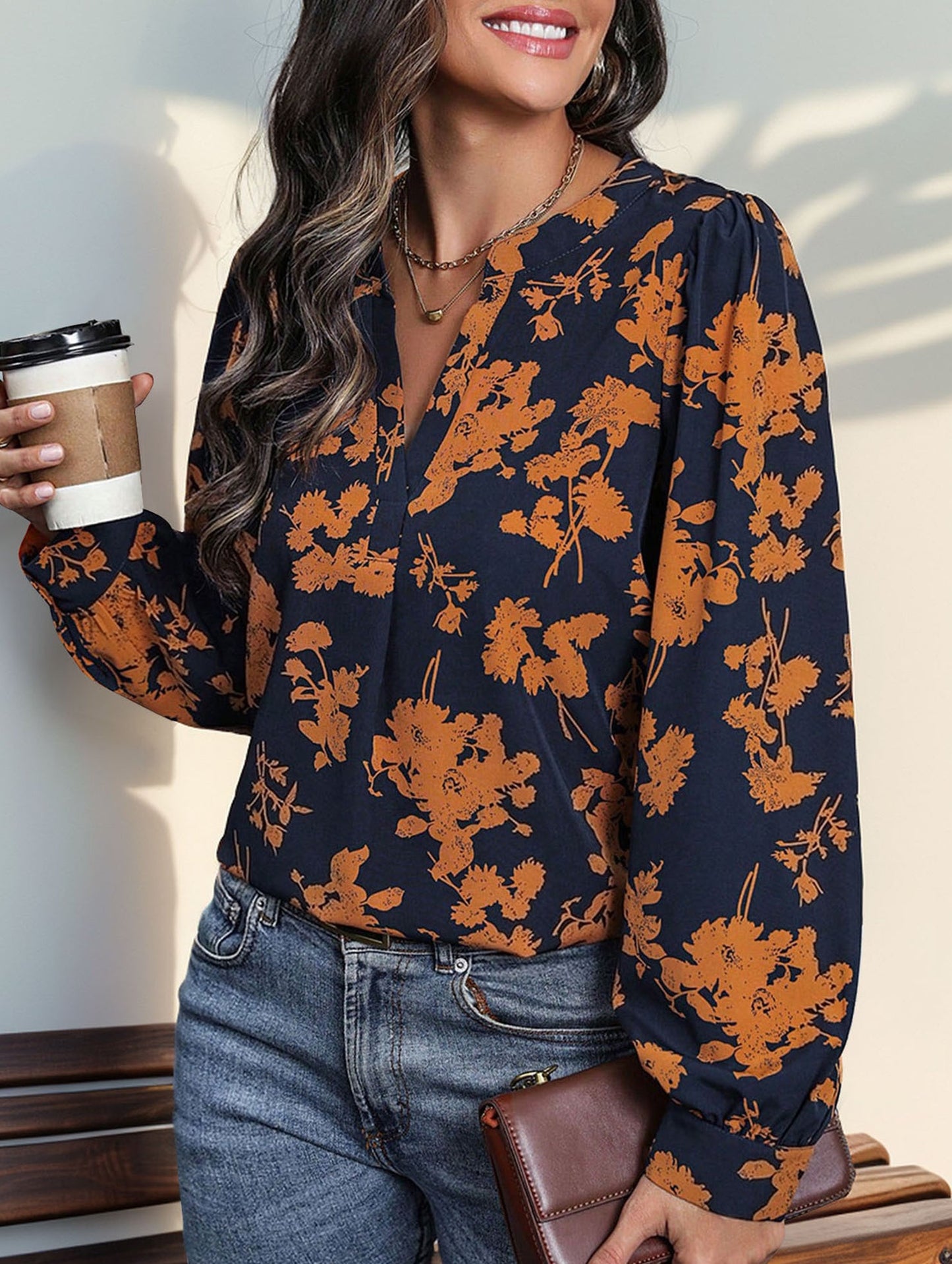 V-neck printed shirt