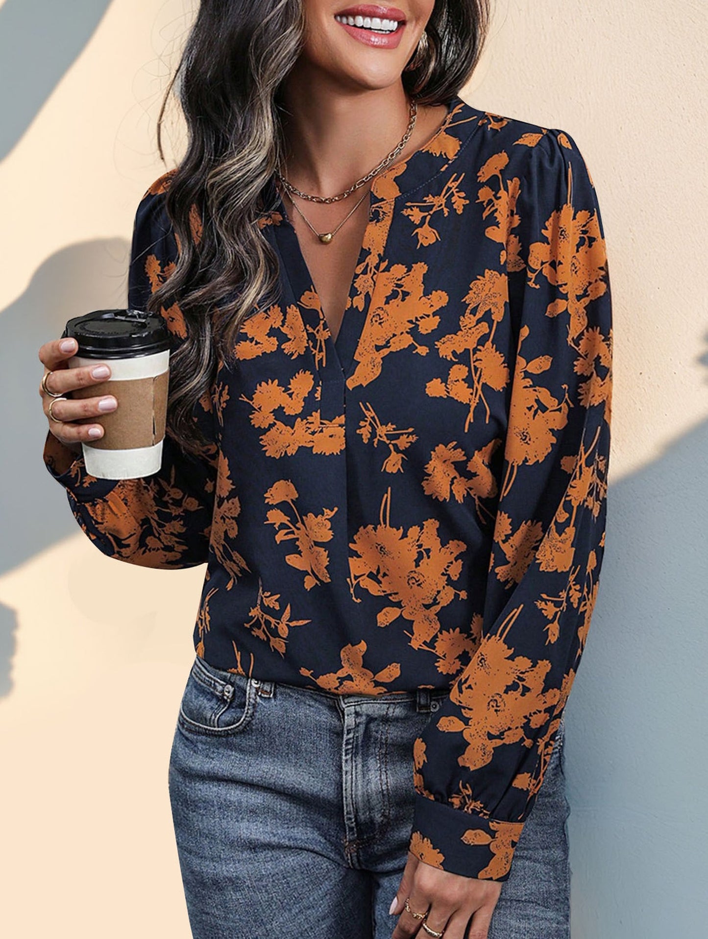 V-neck printed shirt
