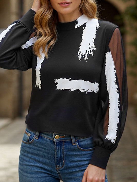 Stand-collar work shirt top