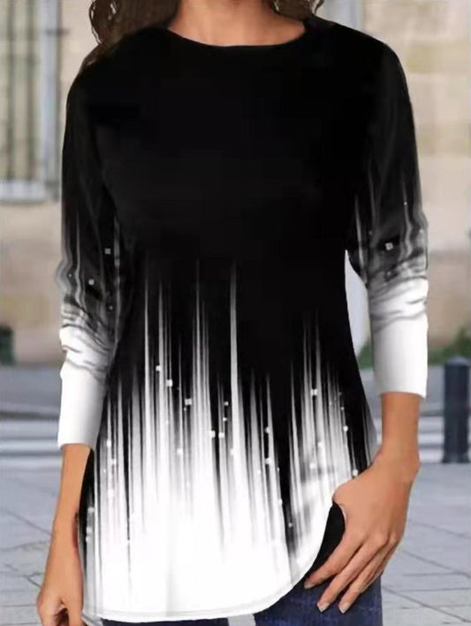 Casual round neck long sleeve loose pullover shirt