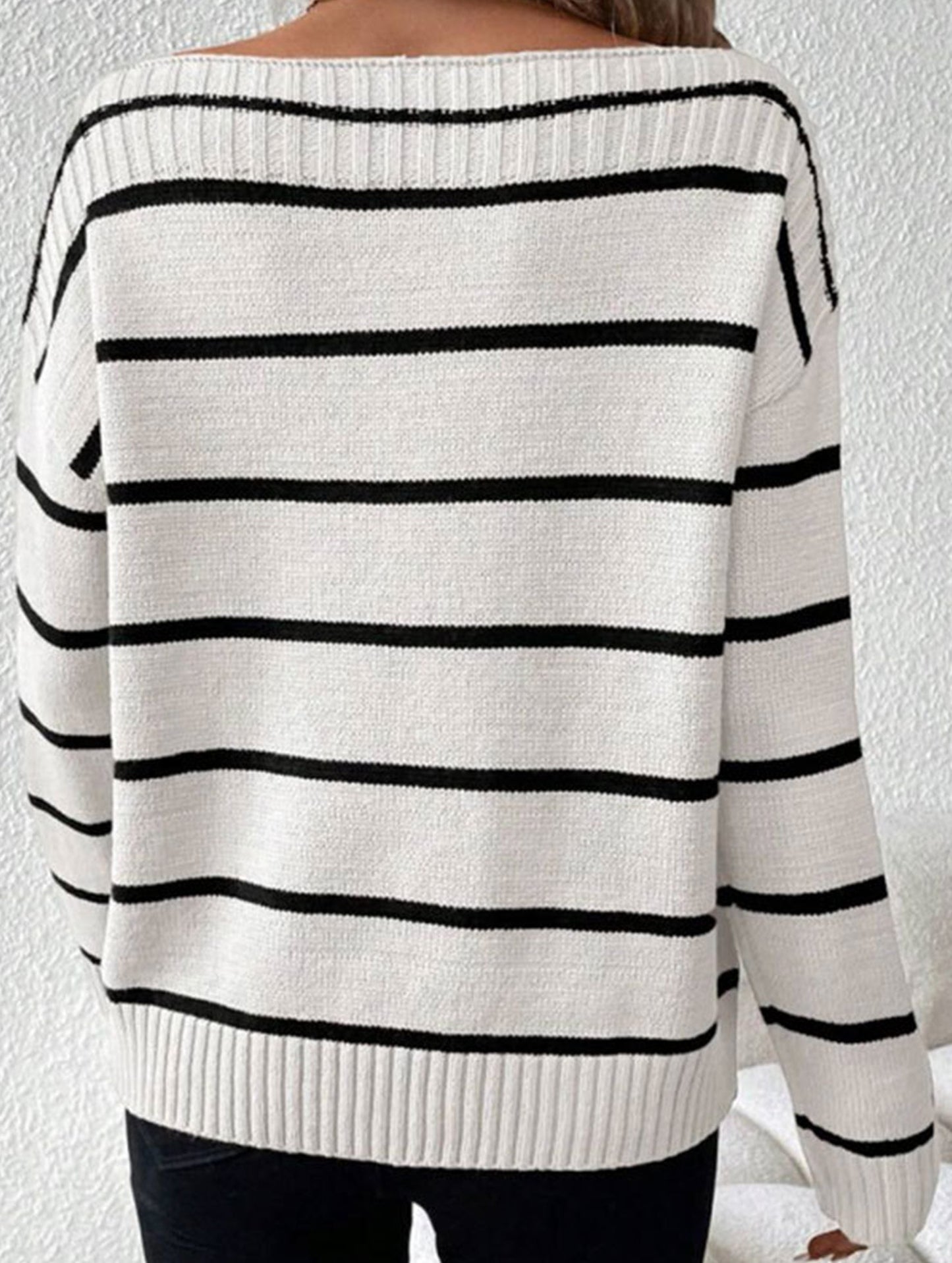 Fashionable and sexy striped boat neck top