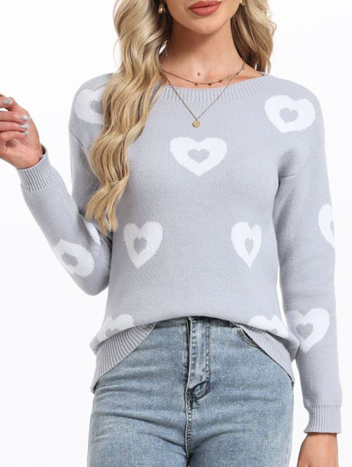 Heart-Shaped Valentine's Day Crew Neck Sweater