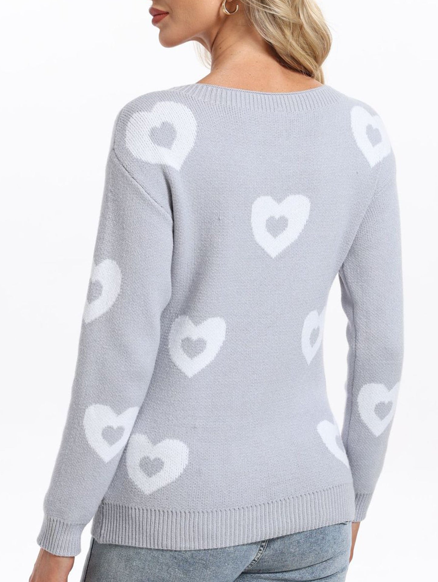 Heart-Shaped Valentine's Day Crew Neck Sweater