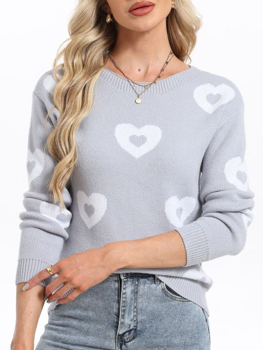 Heart-Shaped Valentine's Day Crew Neck Sweater