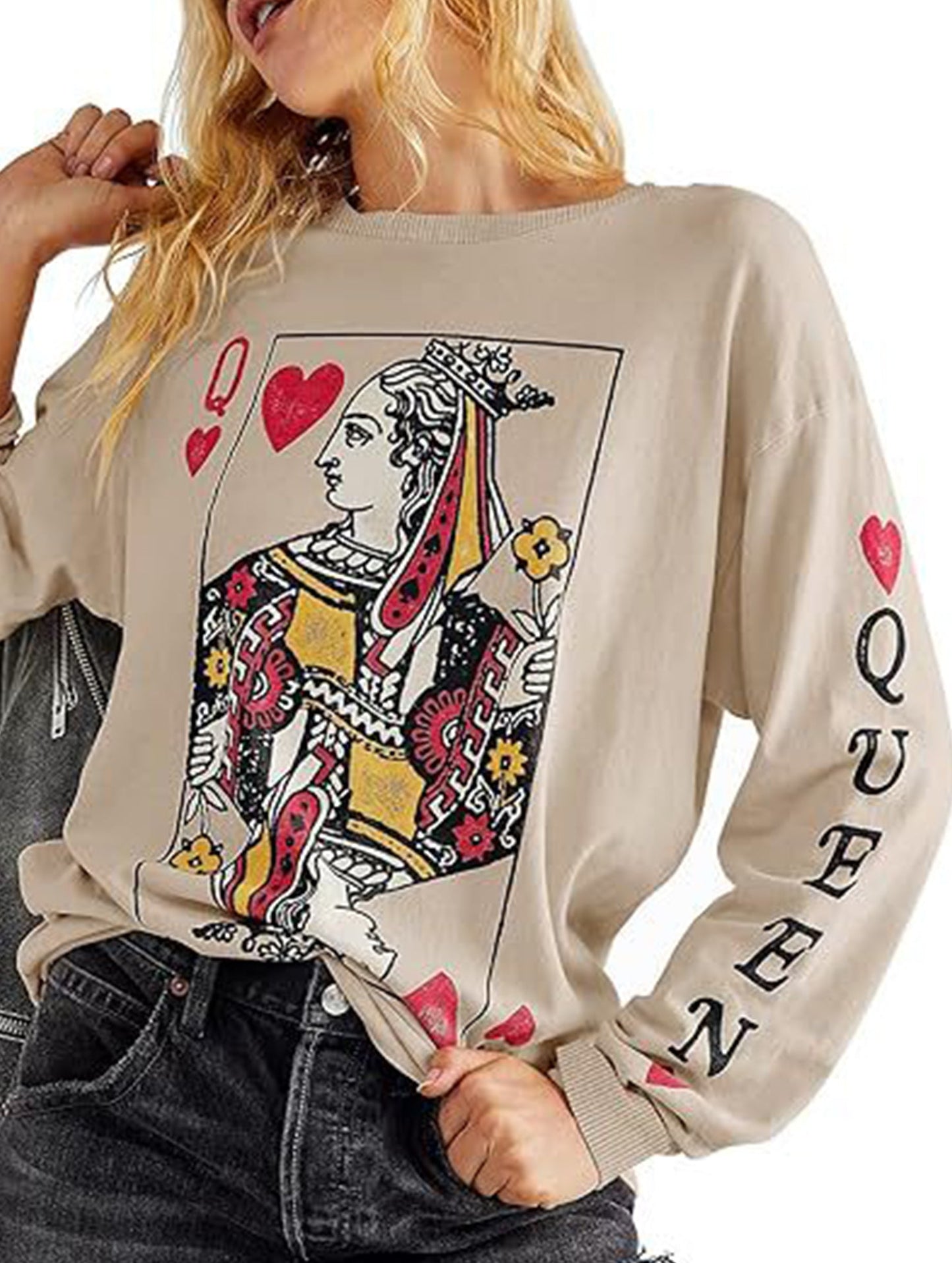 Casual printed loose long-sleeved sweatshirt