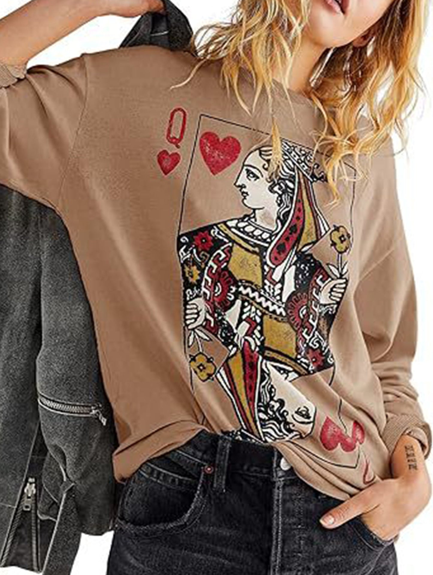 Casual printed loose long-sleeved sweatshirt