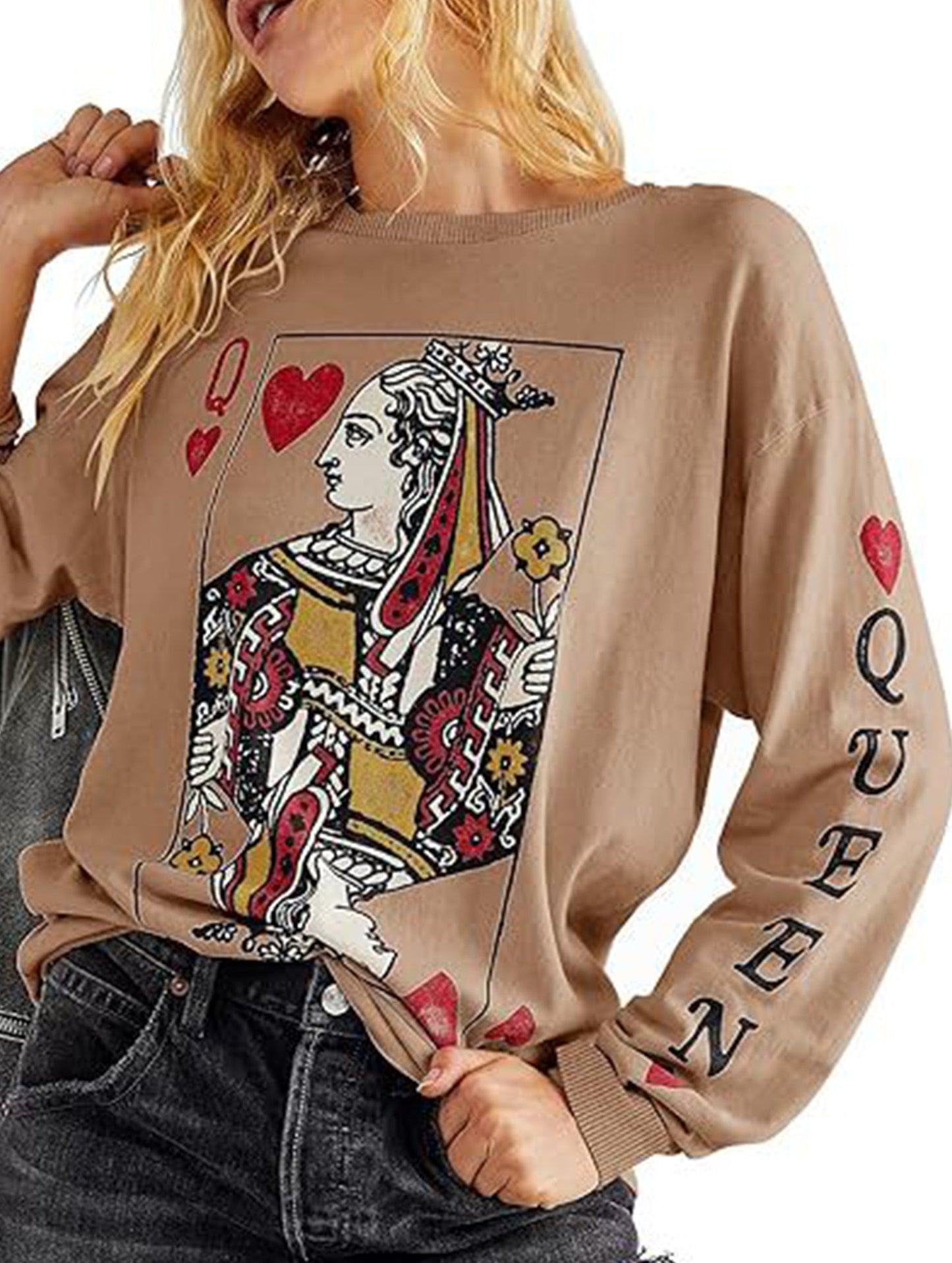 Casual printed loose long-sleeved sweatshirt