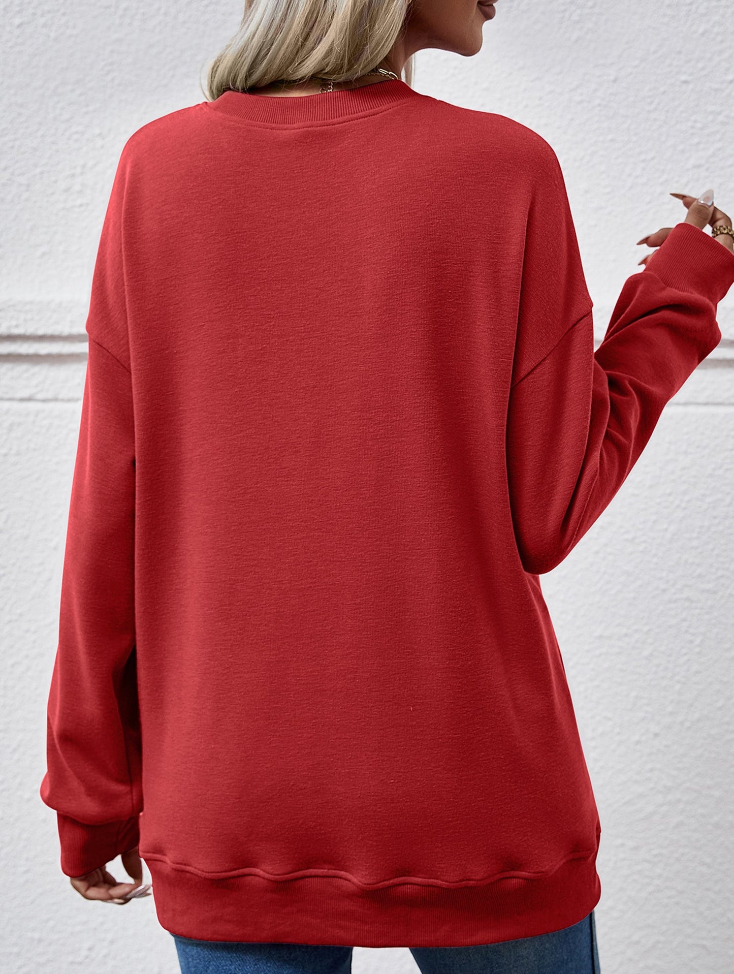 Loose crew neck fleece sweatshirt