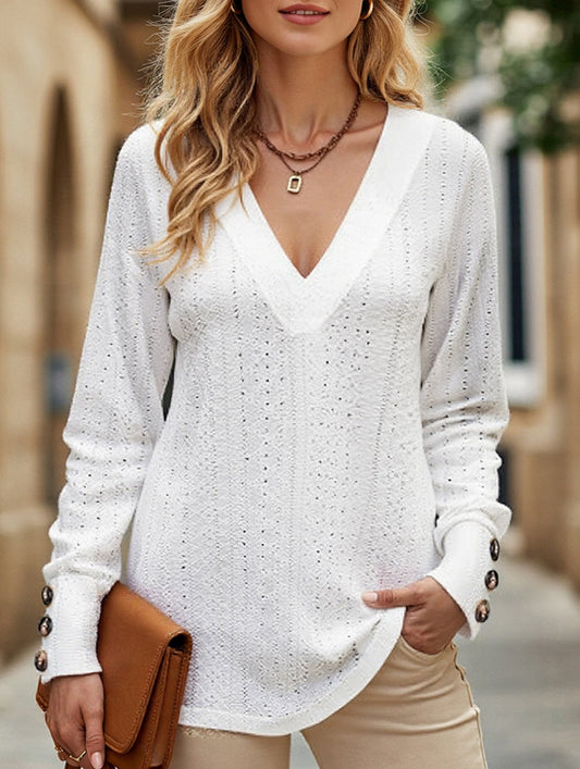 Button-down lace embroidered shirt