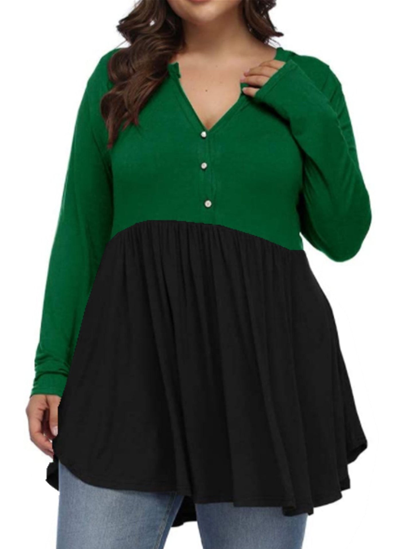 V-Neck Button-Down Tunic