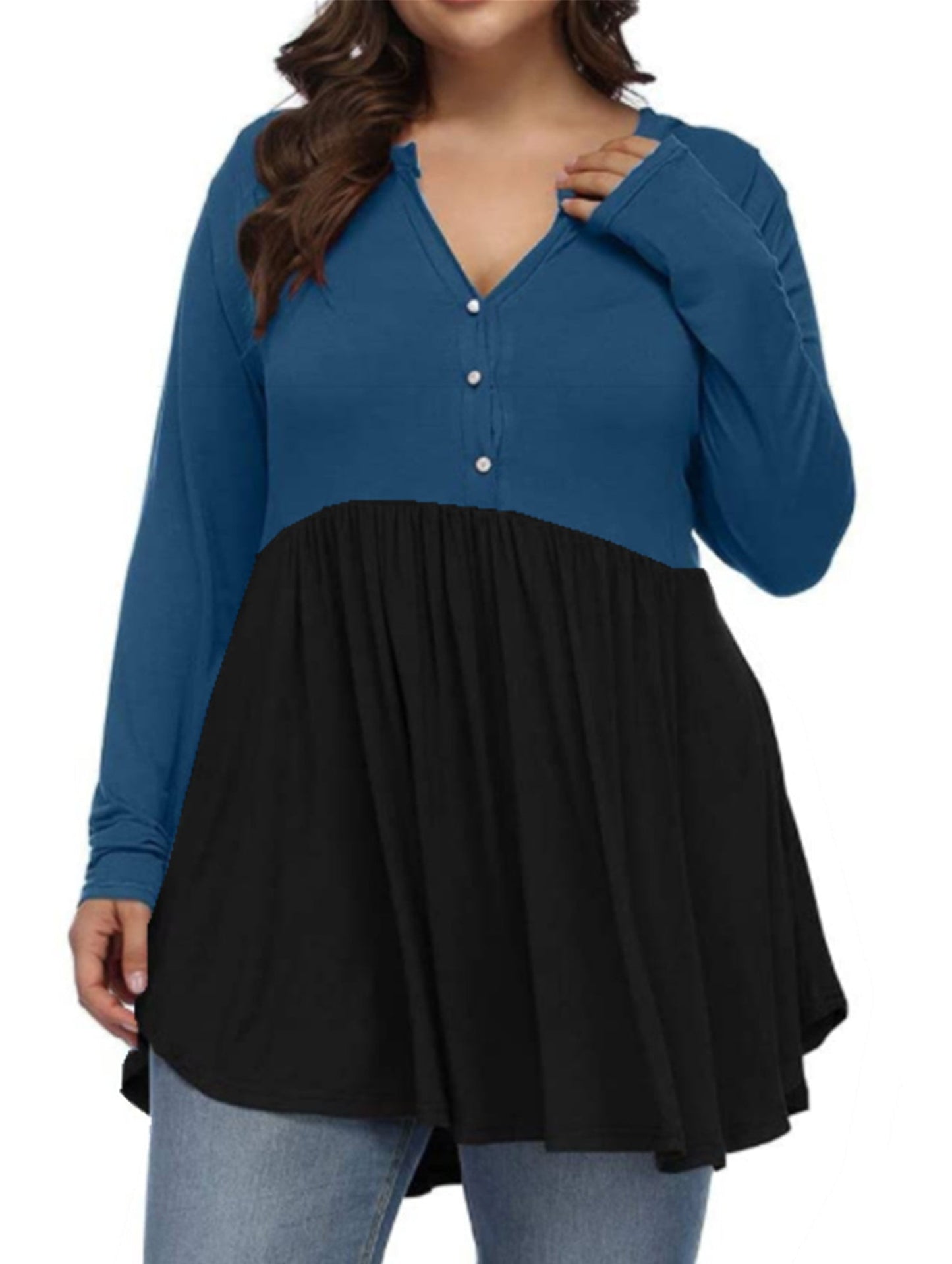 V-Neck Button-Down Tunic