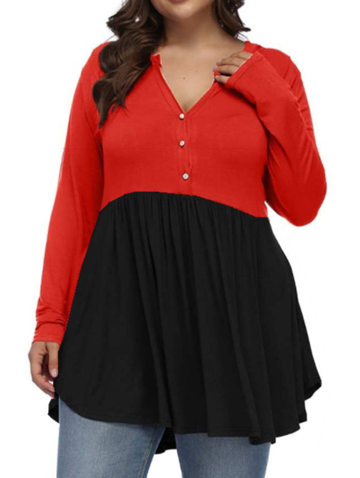 V-Neck Button-Down Tunic