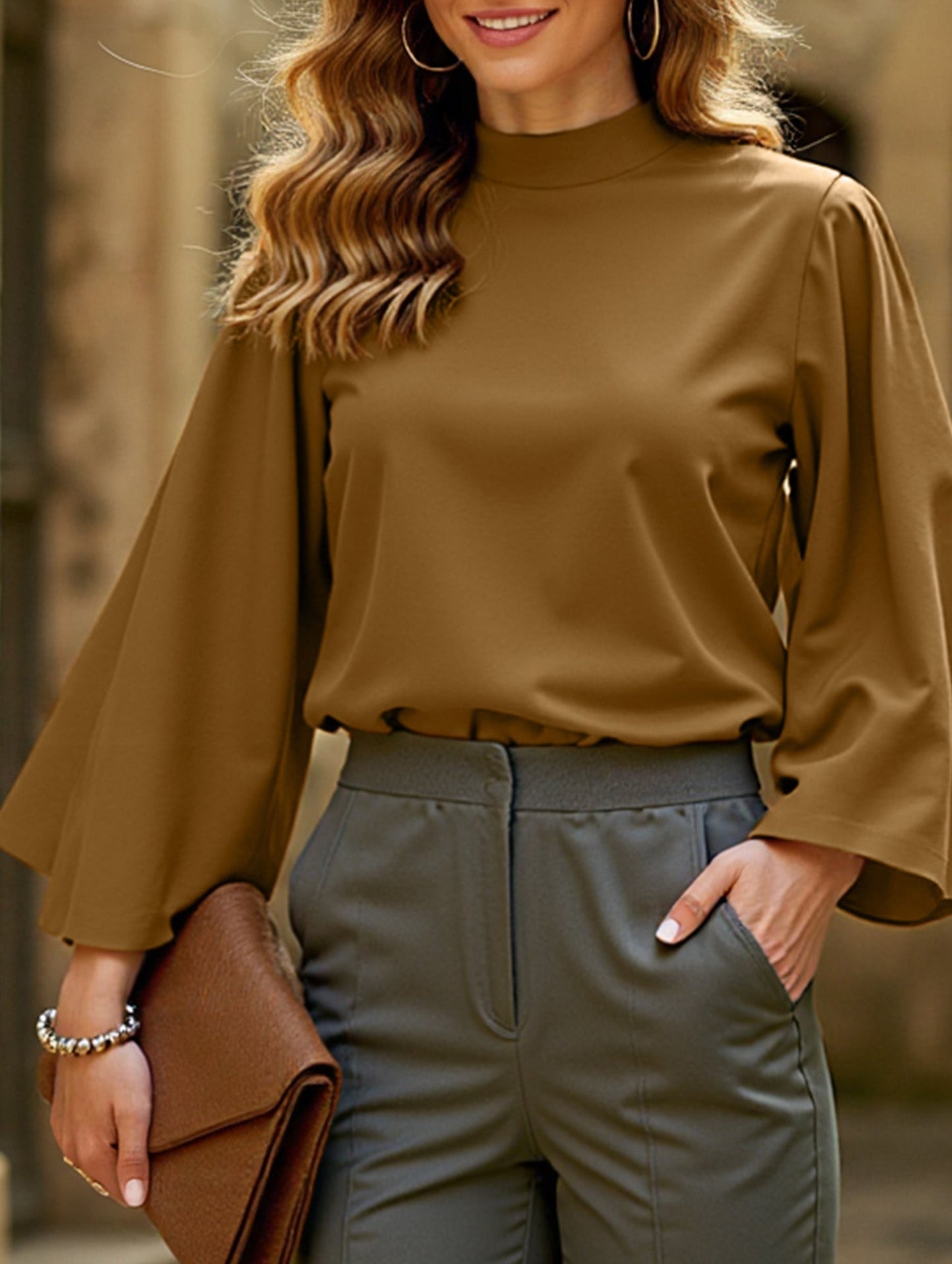 Women's stand collar casual shirt