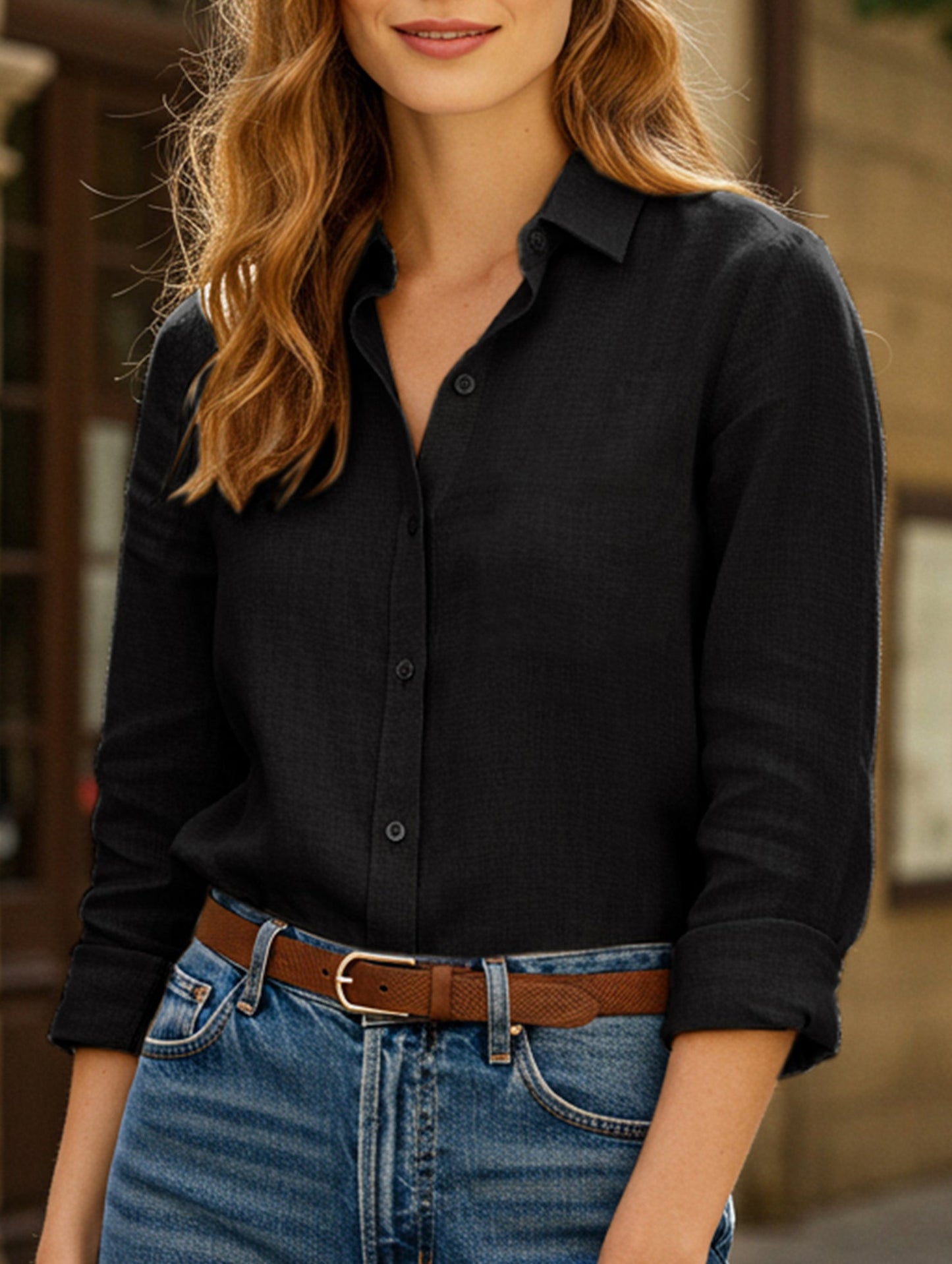 Fashionable loose breathable long-sleeved shirt